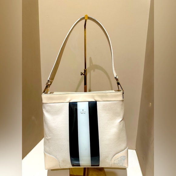 GUCCI Sherry Line Shoulder Bag Canvas Patent leather White - Picture 1 of 12